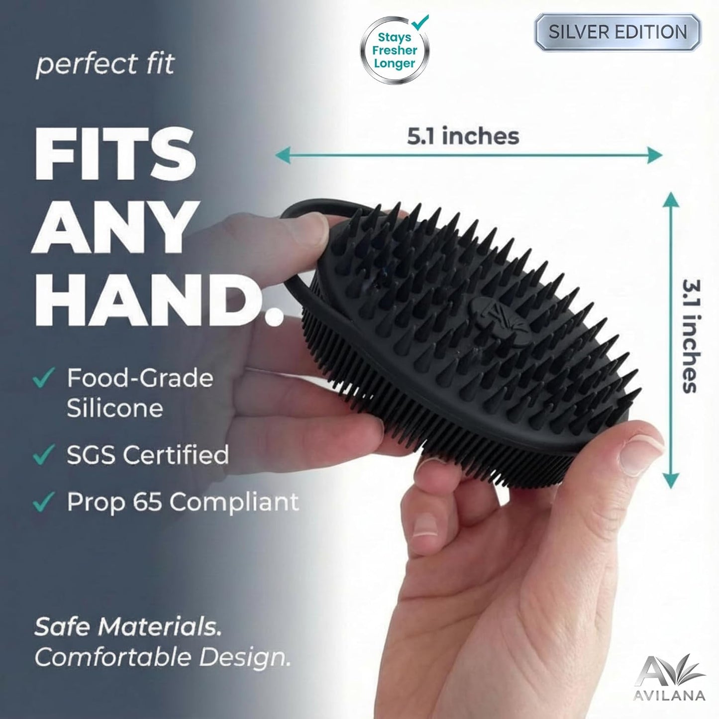 Silicone Body Scrubber — Scalp (Silver Edition)