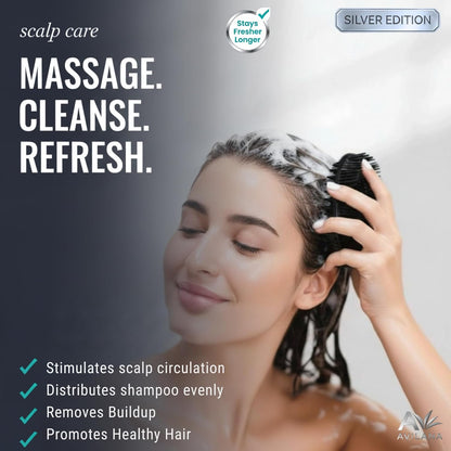 Silicone Body Scrubber — Scalp (Silver Edition)