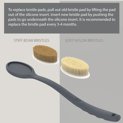 Replacement Pads — Soft & Stiff (2-Pack for Long Handle Scrubber)